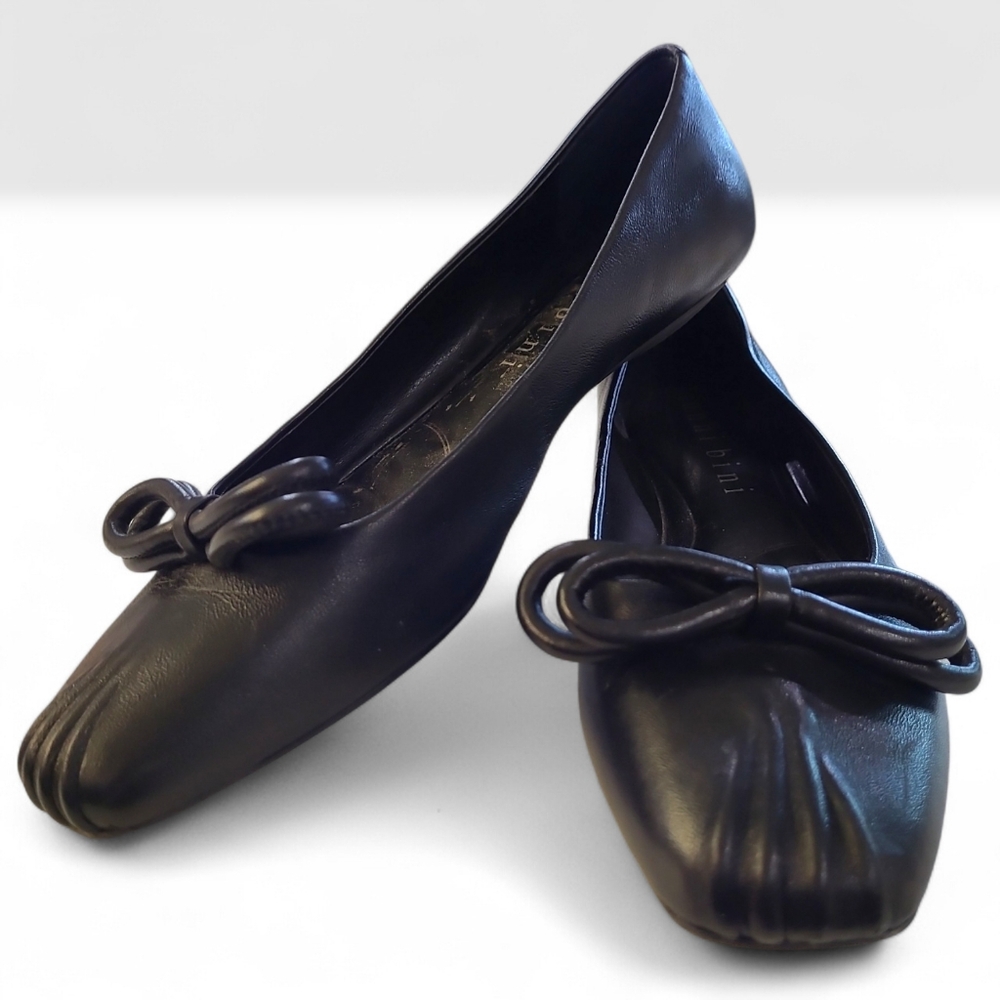 Gianni Bini Black Ballet double Bow Flats